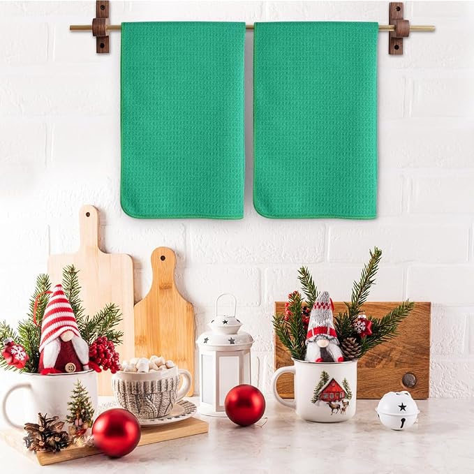 SINLAND Sublimation Blank Towels Waffle Kitchen Towel Green 16x24 10 Pack - Image 7