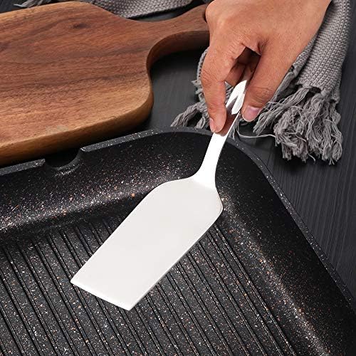 6 Pcs Silver Square End Turner, Stainless Steel Titanium Plated Solid Turner Spatula, Ergonomic Integral Forming Handle-Dishwasher Safe(10.2 inches/26cm) - Image 7