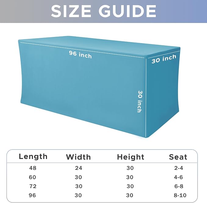 Rectangle Spandex Fitted Tablecloths For Vendor 2 Pcs 96X30 Inch Turquoise - Image 7
