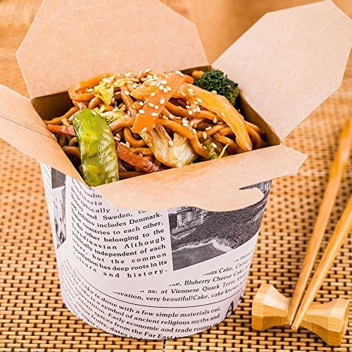 Restaurantware Bio Tek 4 x 3.4 x 3.7 Inch Food Containers 50 Durable Noodle Boxes - Disposable Sustainable Newsprint Paper 26-Ounce Takeout Boxes Round For Takeouts And Delivery Or Picnics - Image 3