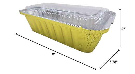KitchenDance Colored 2lb. Disposable Loaf Pans - Foil Loaf Pans for Baking Breads, Cakes, Cobblers and More - Oven and Freezer Safe - Secure Plastic Lids for Storage and Transport - 1850 (50, Gold) - Image 7