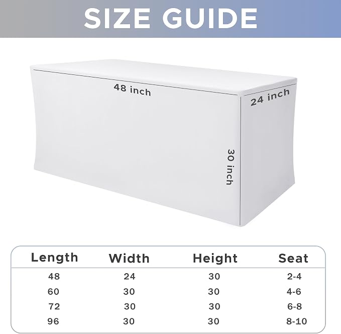 Rectangle Spandex Fitted Tablecloths For Vendor 2 Pcs 48X24 Inch White - Image 7