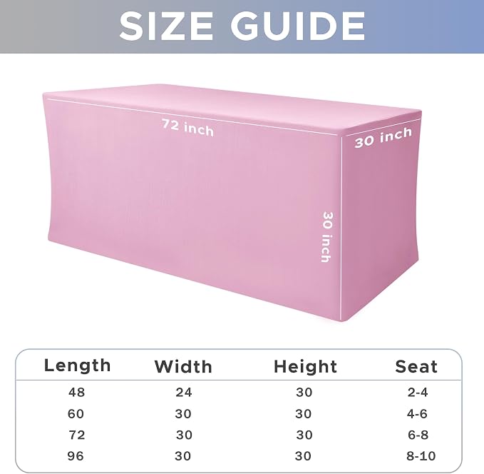 Rectangle Spandex Fitted Tablecloths For Vendor 4 Pcs 72X30 Inch Pink - Image 7
