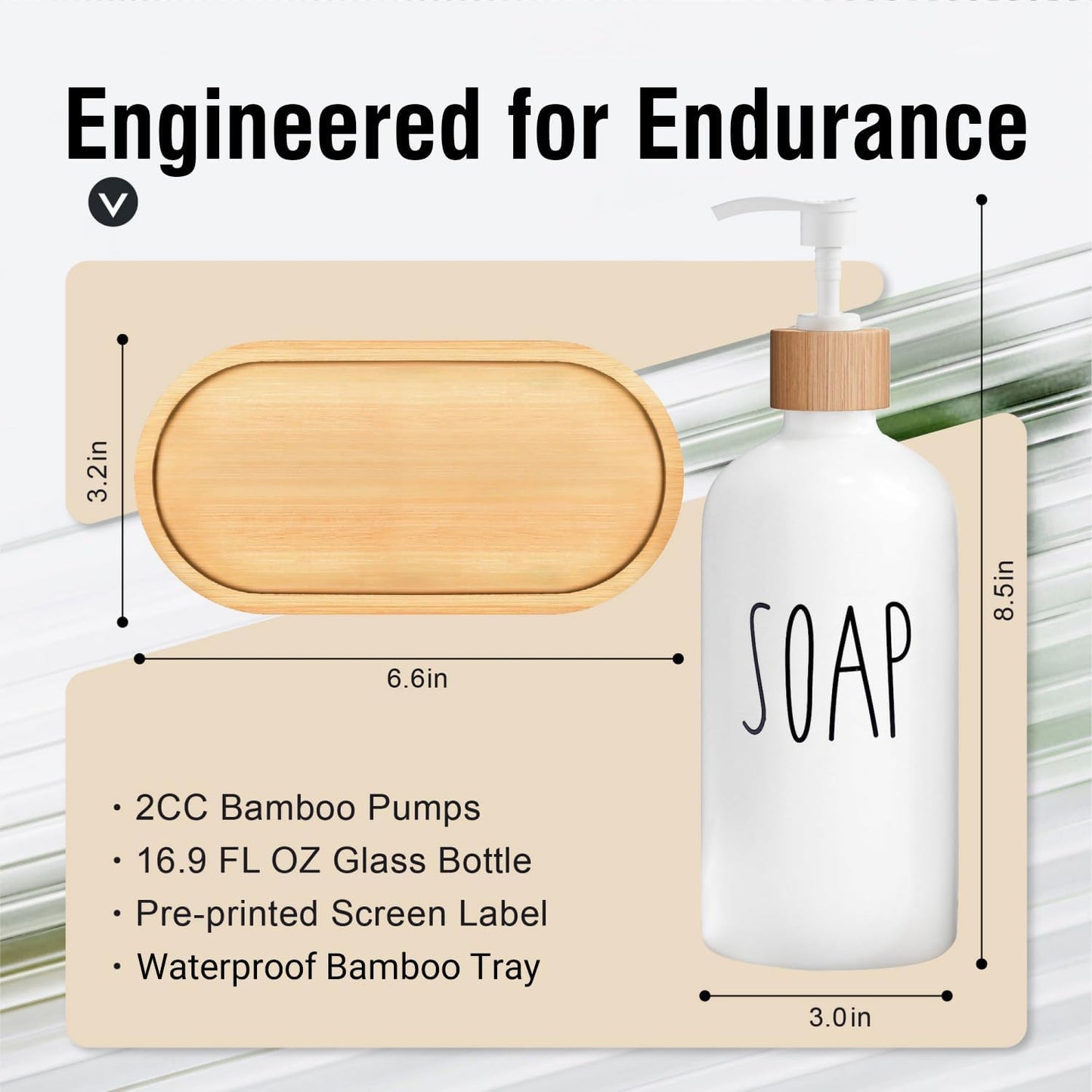 MOMEEMO White Soap Dispenser Bathroom Set, Soap and Lotion Dispenser Set Suitable for Bathroom Accessories Decor. (White)