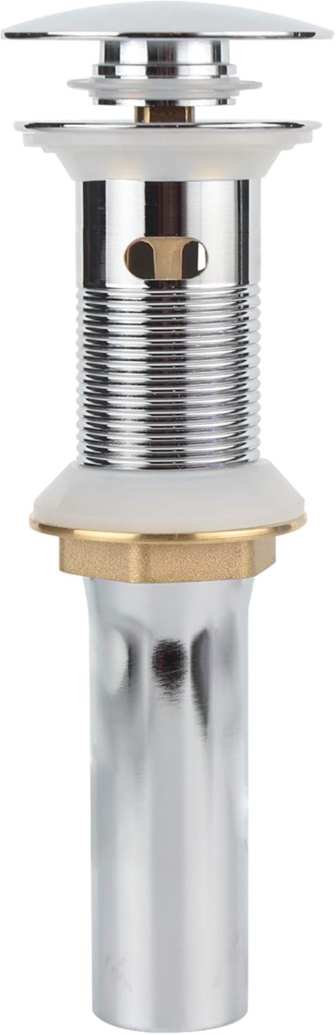 Pop Up Sink Drain with Overflow, Bathroom Faucet Vessel Vanity Sink Drain with Detachable Basket Stopper, Polished Chrome