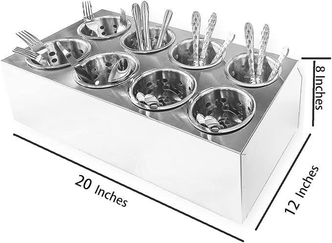 Flatware Organizers 8-Hole Stainless Steel Cylinder Flatware Silverware Utensil Holder Organizer Caddy - Image 5