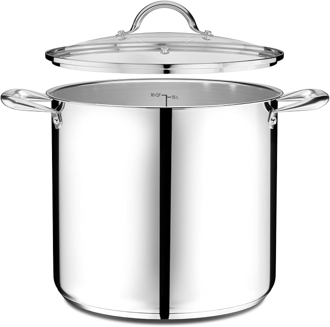 Stainless Steel Stockpot with Tempered Glass Lid 8 Quart, Durable 18/0 Stainless Steel, Impact-Bonded Base for Even Heating, Riveted Handles, Oven & All Stove Compatible, Safe Up To 500°F (260°C) - Image 10