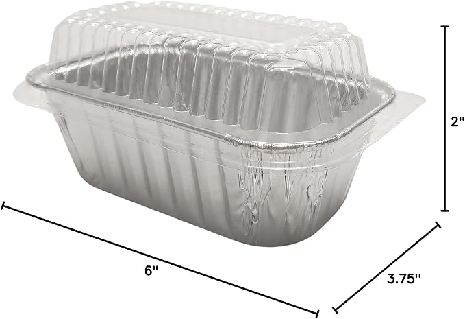 KitchenDance Disposable 1 Lb Mini Loaf Pan with Clear Lid - 15 Ounces Aluminum Foil Mini Loaf Baking Pan with High Dome Lid, Aluminum Foil Pans for Baking, Cooking, Storing 100 Count - Image 7
