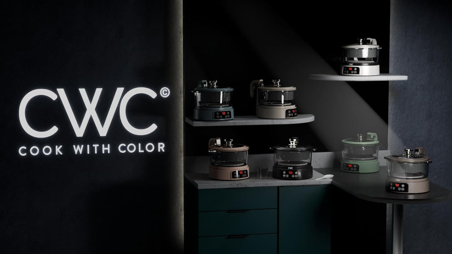 COOK WITH COLOR 3L Glass Low Carb Rice Cooker - Makes 6 Cups Low Sugar Rice with Auto Lift Filter Basket, Hotpot & Steamer for Rice, Grains and Oats, Digital Panel with Keep Warm Function, Blush