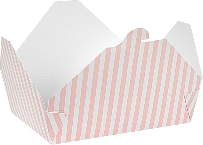 Restaurantware-Bio Tek 8.5 x 6.2 x 1.9 Inch Food Containers, 200 Durable Takeaway Boxes - Disposable, Striped, Pink And White Paper 49 Ounce Takeout Boxes, Rectangle, For Takeouts And Delivery - Image 16