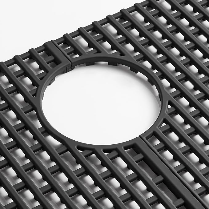 Serene Valley Silicone Kitchen Sink Protector SVSBG2815-MB, Heat Resistant Sink Mat in Matte Black, Rear Drain 28-1/4" L x 15-1/4" W x 0.5" H (Matte Black) - Image 3