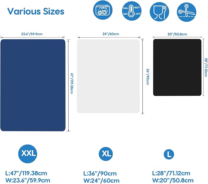AECHY Silicone Mats for Kitchen Counter 47"x23.6"x0.08”, Largest Heat Resistant Mat Shipped Rolled Up Kitchen Island Silicone Countertop Protector Mat Nonslip Extra Large Counter Mat, Translucent | Largest Size, Heat Resistant, Nonslip, Extra Large Cou... - Image 8