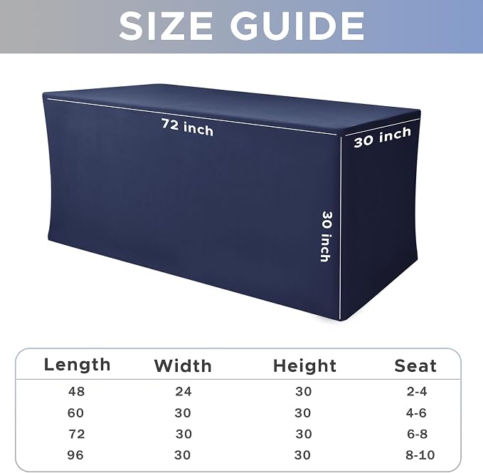 Rectangle Spandex Fitted Tablecloths For Vendor 2 Pcs 72X30 Inch Navy - Image 7
