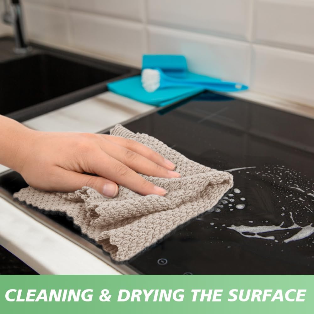 SINLAND Microfiber Dish Cloth for Washing Dishes Rags Best Kitchen Washcloth Cleaning Cloths with Poly Scour Side Popcorn Texture 5 Color Assorted 12Inchx12Inch 5 Pack