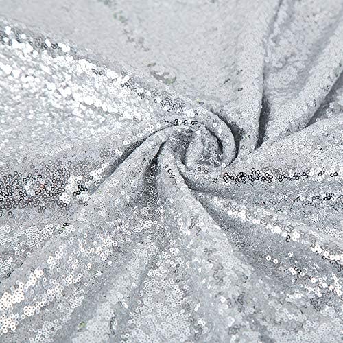JYFLZQ Silver Sequin Tablecloth, Glitter Party Table Cover 120 Inch Round - Image 6