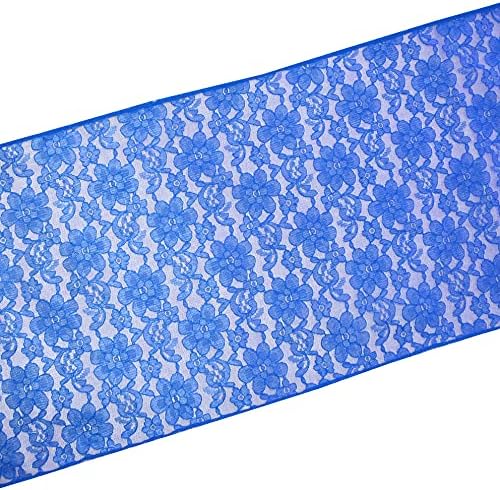 Zen Creative Designs 10 Pack Floral Lace Table Runner Sheer Lace Event Party Wedding Table Decor (12" by 144", Royal Blue) - Image 2
