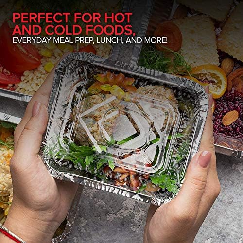 Stock Your Home 1 lb Small Aluminum Pans with Clear Plastic Lids (100 Pack), Disposable Cookware & Takeout Trays for Restaurants & Catering - Image 7