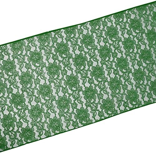 Zen Creative Designs 10 Pack Floral Lace Table Runner Sheer Lace Event Party Wedding Table Decor (12" by 144", Hunter Green) - Image 2