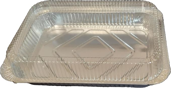 4 LB Foil Pans with Lids 12 x 8 x 1.6” Aluminum Trays and Plastic Dome Lids for Baking, Roasting, Broiling, Or Storage (250 Sets) - Image 3