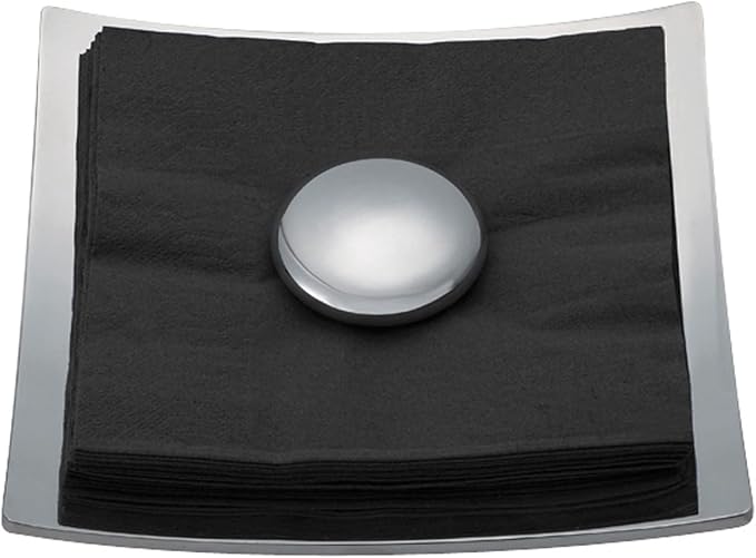 nambe Stone Napkin Holder for Kitchen Countertops | Use for Indoor and Outdoor Dining | Table Top Luncheon Napkin Tray for Parties, Weddings, and Events | Made of Metal Alloy | 8 x 8 inches - Image 4