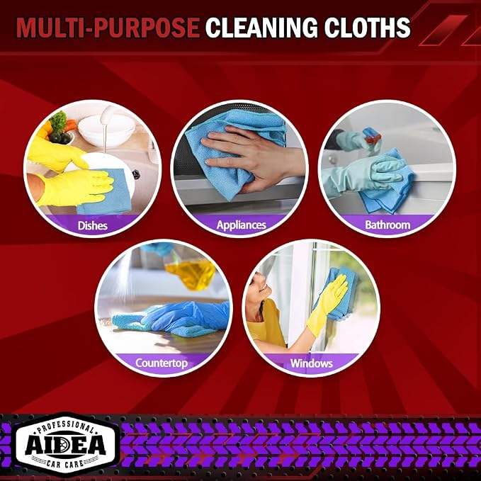 AIDEA Microfiber Cleaning Cloth Blue-50PK,Microfiber Towels for Cars 12×12" - Image 7
