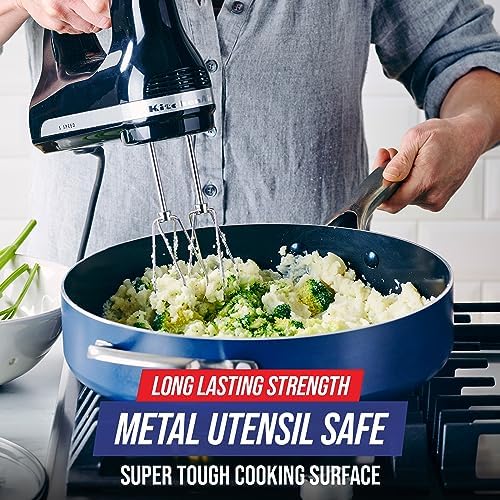 Blue Diamond 10 Piece Diamond Infused Ceramic Nonstick Cookware Set with 5QT Saute Pan and Helper Handle - Image 7