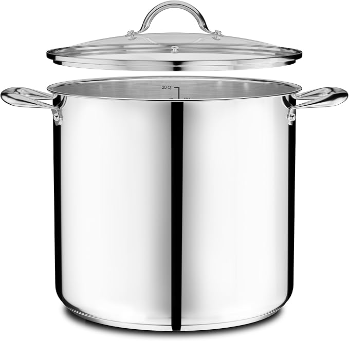 Stainless Steel Stockpot with Tempered Glass Lid 16 Quart, Durable 18/0 Stainless Steel, Impact-Bonded Base for Even Heating, Riveted Handles, Oven & All Stove Compatible, Safe Up To 500°F (260°C) - Image 10