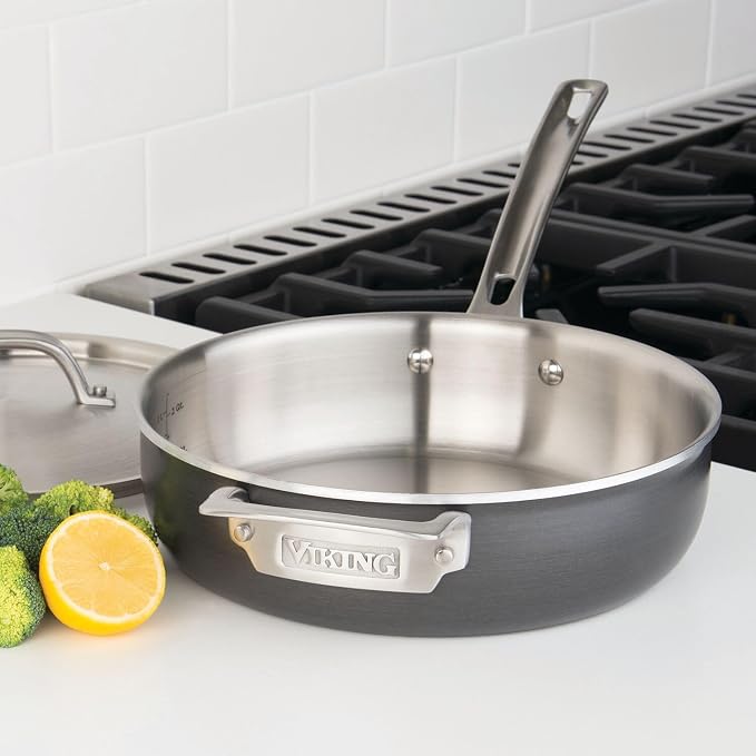 Viking Culinary 5-Ply Stainless Steel Cookware with Anodized Exterior and Aluminum Alloy Core Sauté Pan with Hard Anodized Exterior, 4 Quart, Silver (40021-0924) - Image 3