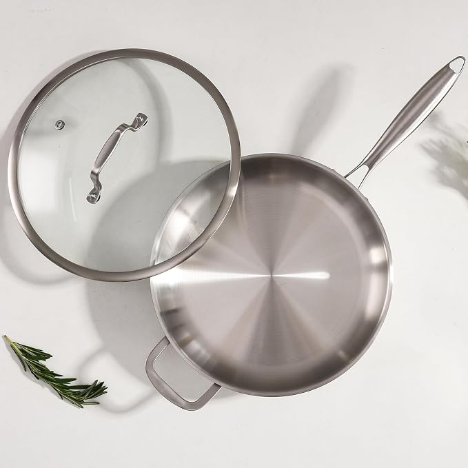DELARLO Tri-Ply Stainless Steel Pan,18/10, 14.2" - Image 9