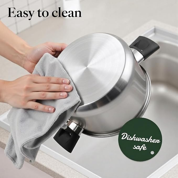Meythway Stainless Steel Pots and Pans Set Non Toxic, 6PCs Kitchen Cookware Sets with Stay-Cool Handles, Dishwasher Safe&Compatible with All Stovetops(Gas,Electric&Induction) - Image 6