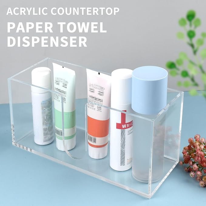 Acrylic Paper Towel Holder, 4 Pack Clear U-Shaped Countertop Dispenser Tray - Image 7