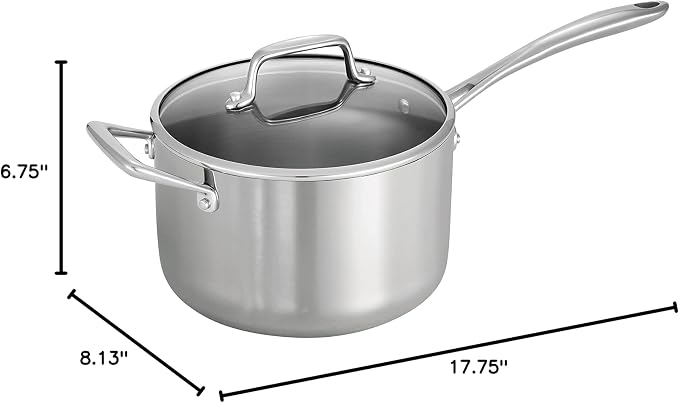 Tramontina Boston Tri-Ply Clad Stainless Steel 4-Quart Sauce Pan with Lid - Image 10