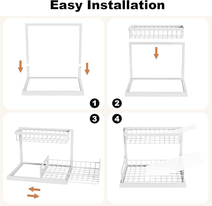 REALINN Under Sink Organizer, L-Shaped 2 Tier Pull Out Cabinet Organizer - Image 7
