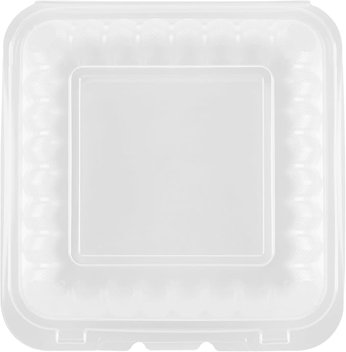 Restaurantware 40 oz Square Frosted Plastic Clamshell Container, 100 Pack - Image 19
