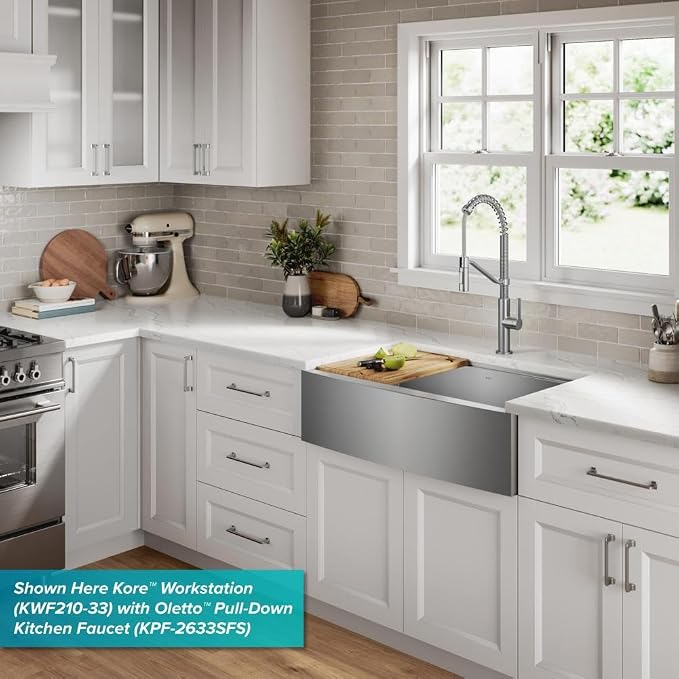 KRAUS Kore 24-Inch Farmhouse Workstation 16 Gauge Single Bowl Stainless Steel Kitchen Sink with Accessories, KWF210-24 - Image 14