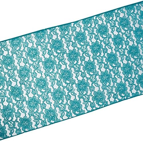 Zen Creative Designs 10 Pack Floral Lace Table Runner Sheer Lace Event Party Wedding Table Decor (12" by 90", Teal) - Image 2