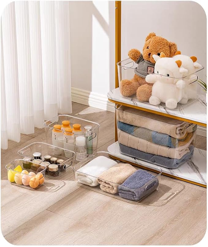 Ytteve Clear Plastic Storage Bins, Pantry Organizers and Storage Containers Fridge Organizer Bins for Organizing Home Kitchen Under Sink Bathroom Refrigerator Freezer Laundry Room (Clear, 2 L) - Image 7
