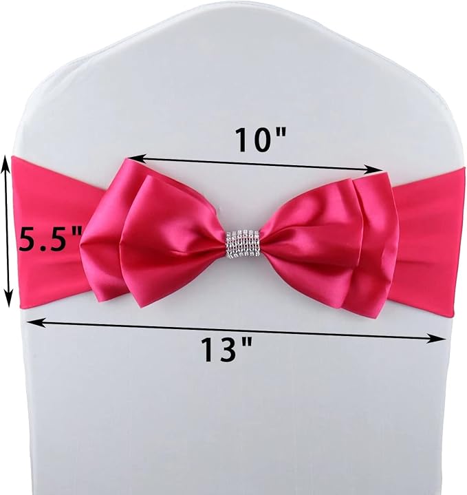 20 PCS Double Bows Stretch Chair Sashes, for Wedding Party Chair Cover Decoration, Spandex Stretch Chairs Bands (Pack of 20 Rose) - Image 6
