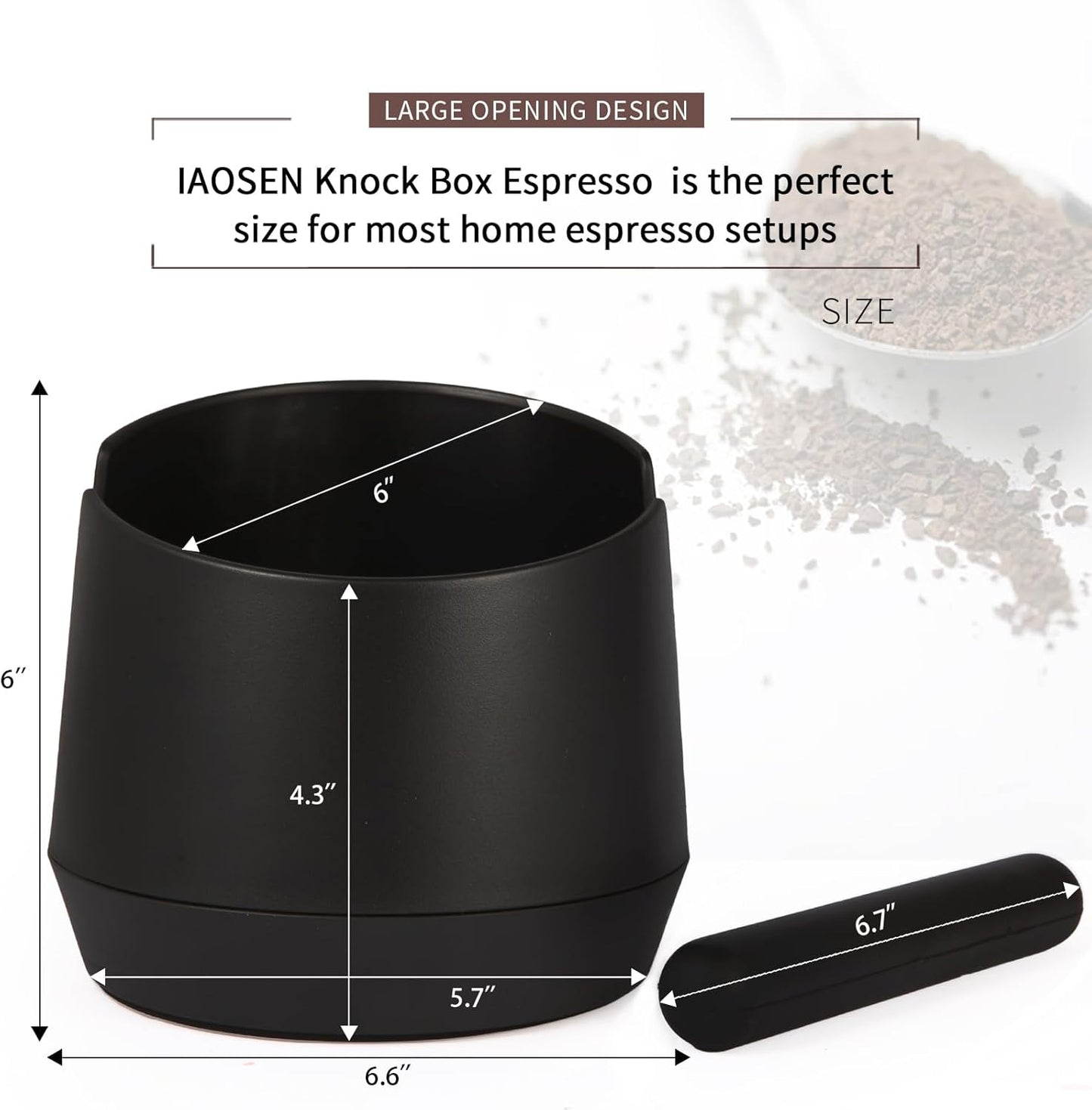 Knock Box 6 Inch Espresso Knock Box Shock-Absorbent Knock Box Espresso with Removable Knock Bar and Non-Slip Base Espresso Machine Accessories for Home/Office