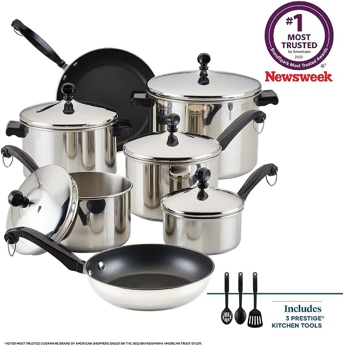 Farberware Classic Series Stainless Steel Pots and Pans Set, 15-Piece - Image 18