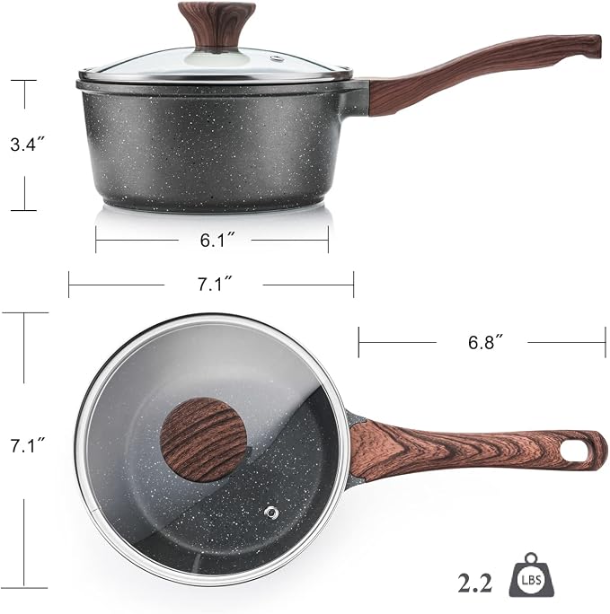SENSARTE 2.0 Quarts Nonstick Saucepan with Lid, PFOA/PFOS Free - Image 8