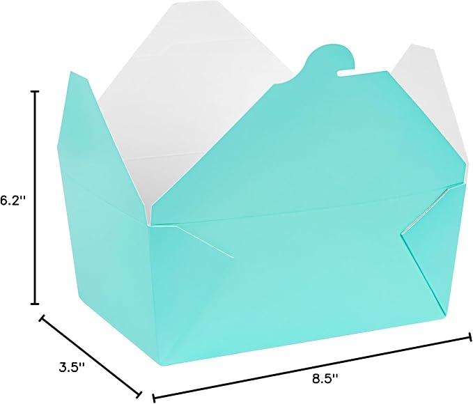 Restaurantware Paper Take Out Box 50 Count 8.5 x 6.2 x 3.5 Inches 98 oz Leakproof Turquoise Food Container with Secure Lid, Grease-Resistant Rectangular Design for Large Capacity Food Storage - Image 17