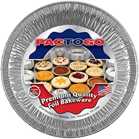 Pactogo 9" Aluminum Foil Pie Pans 1" Medium Deep - Made in USA Disposable Tins w/Clear Hinged Clamshell Container (Pack of 100 Sets) - Image 2