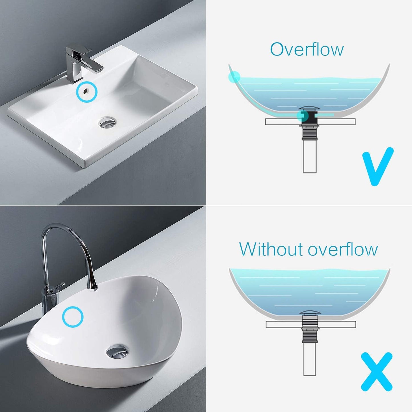 KAIYING Pop Up Drain, Bathroom Sink Drain Stopper with Overflow, Vessel Sink Drain Assembly with Detachable Basket Stopper, Anti-Explosion and Anti-Clogging Drain Strainer (Chrome)