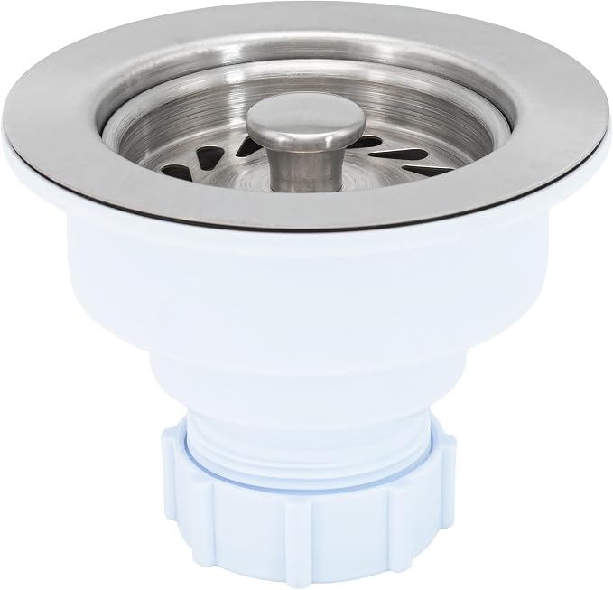 JB Signature Kitchen Sink Strainer For Use Without Disposal 2-Piece Basket Design Plastic Base with Brushed Stainless Steel Trim Fits 3.5 Inch Sink Opening Removable Basket Easy Clean 1-Pack - Image 3