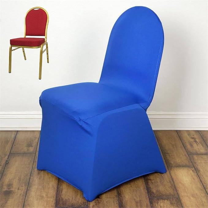 Tableclothsfactory 50pcs Royal Blue Stretchy Spandex Fitted Banquet Chair Cover Dinning Event Slipcover for Wedding Party Banquet Catering - Image 4