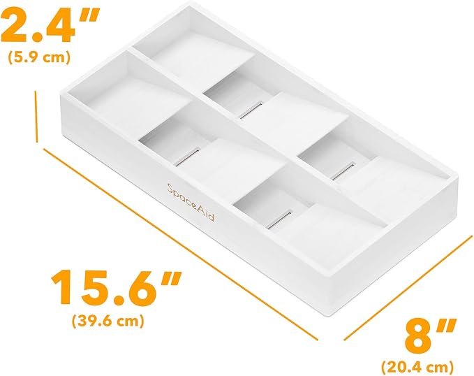 SpaceAid Bamboo Silverware Drawer Organizer with Labels, Kitchen Utensil Tray Holder Organizer for Flatware, Cutlery, Spoon and Knives Drawer Storage Organization (White, 6 Slots) - Image 7