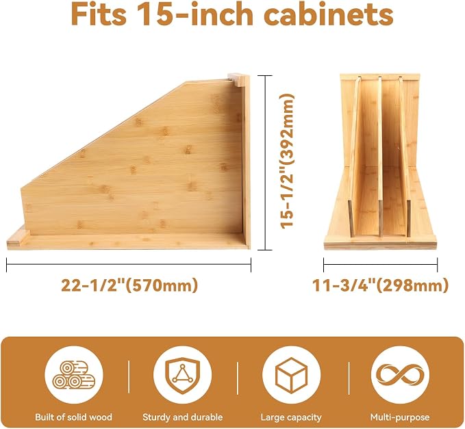 Upgraded Tray Dividers for Cabinets,15in Hx22in Dx12in W, Kitchen Cabinet Tray Divider for Pans, Lids, Pot And Pan, Cookie Sheet. with 3 Dividers,Keeping The Kitchen Organized(1) - Image 7