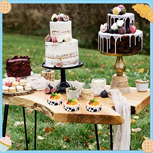 Yinder 120 Pcs 8 oz Disposable Creme Brulee Ramekins with Lids, 4 Inch Mini Pie Tins Aluminum Foil Pie Tart Cake Baking Pans Individual Round Containers Oven Safe for Xmas, Party(Cow Print) - Image 6