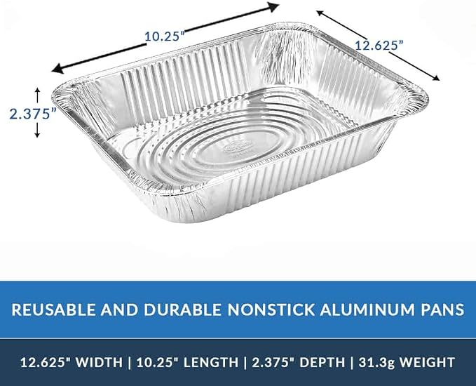 Nicole Home Collection Aluminum Pans With Lids Half Size 9x13 Extra Heavy Duty, Disposable Foil Pans For Baking (25 Sets) - Image 9